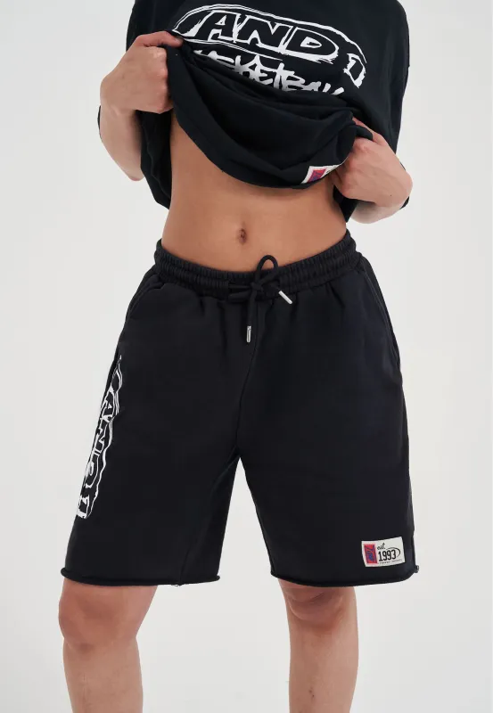 Womens Core Graffiti Logo Shorts - Black/White made by And1