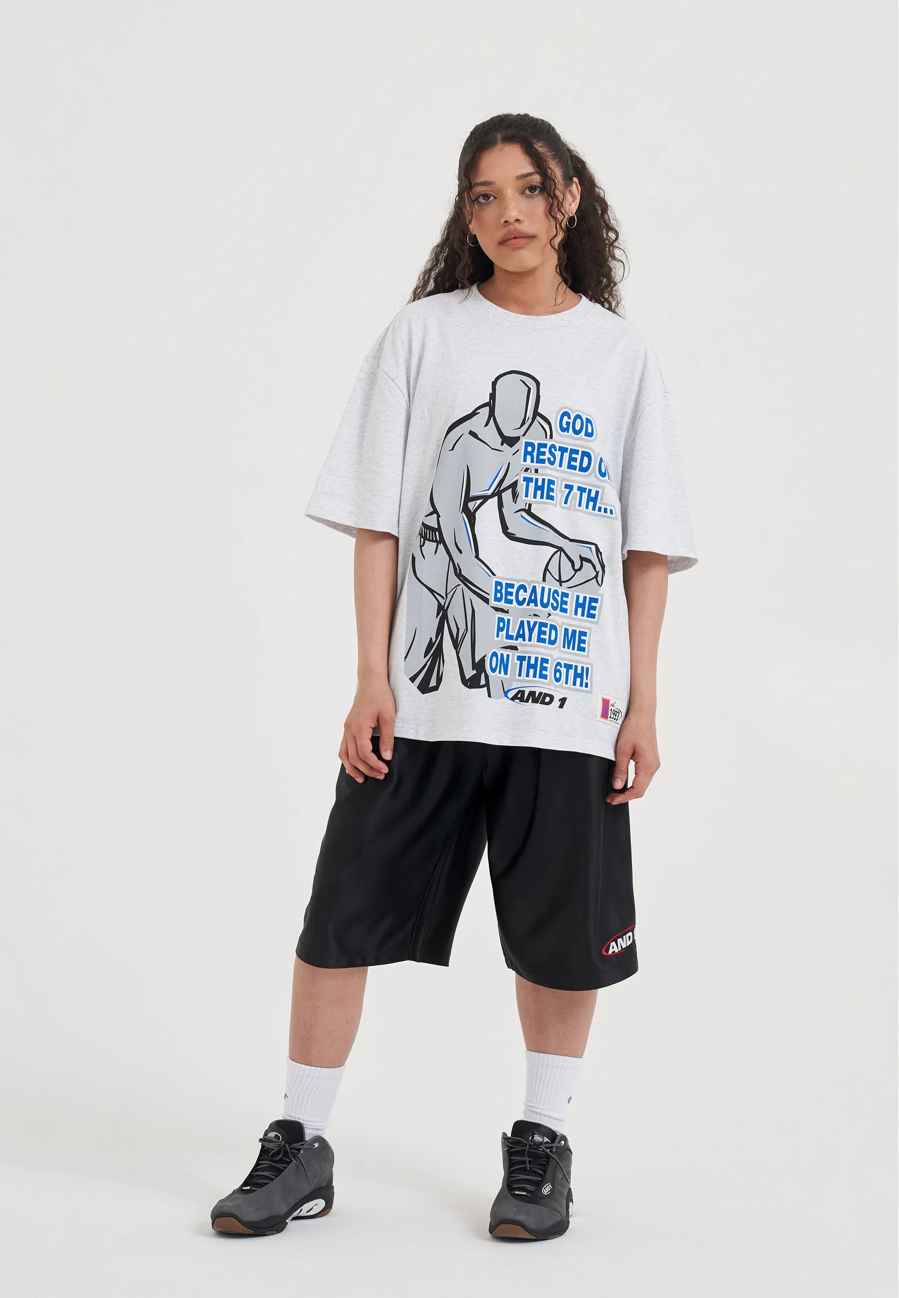 Womens Rested on the 7th Trash Talk T-Shirt - Frost Marl sold by And1 product image thumbnail 3