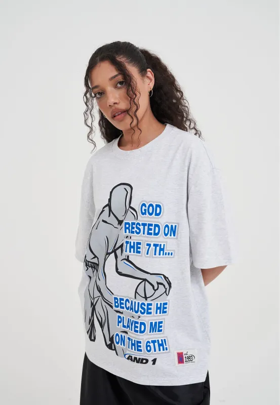 Womens Rested on the 7th Trash Talk T-Shirt - Frost Marl made by And1