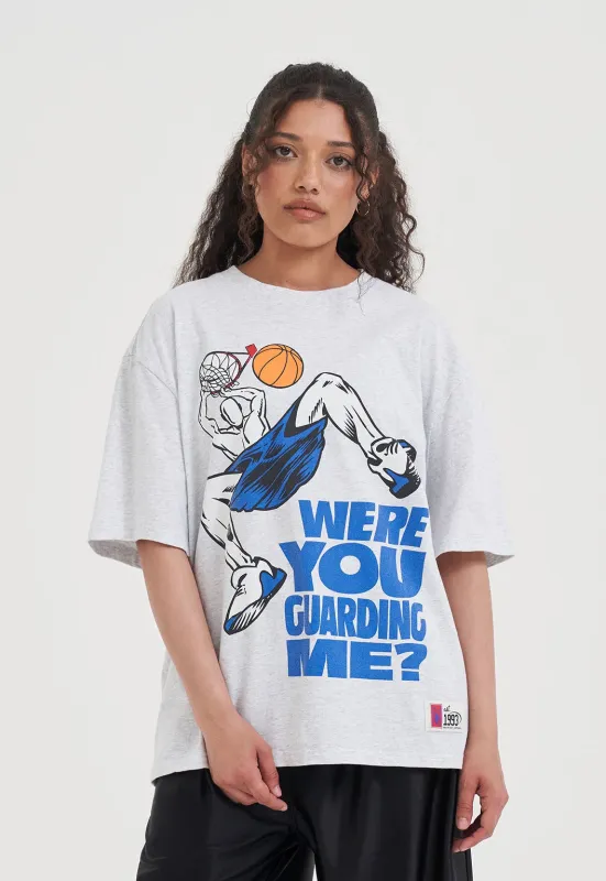 Womens Guarding Me Trash Talk T-Shirt - Frost Marl made by And1