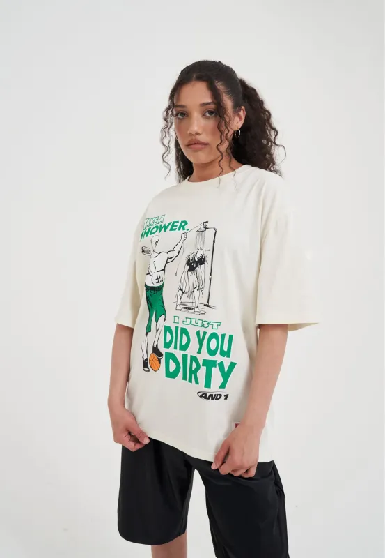 Womens Did You Dirty Trash Talk T-Shirt - Ecru made by And1