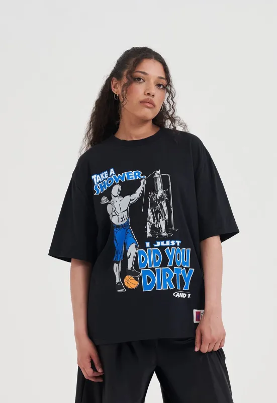 Womens Did You Dirty Trash Talk T-Shirt - Black made by And1