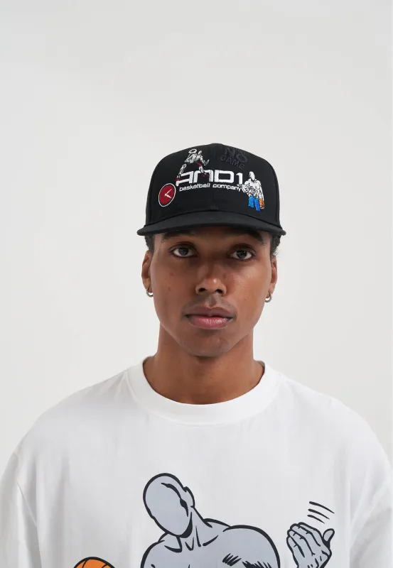 Unisex Graphic Badges 6 Panel Flat Peak Cap - Black made by And1
