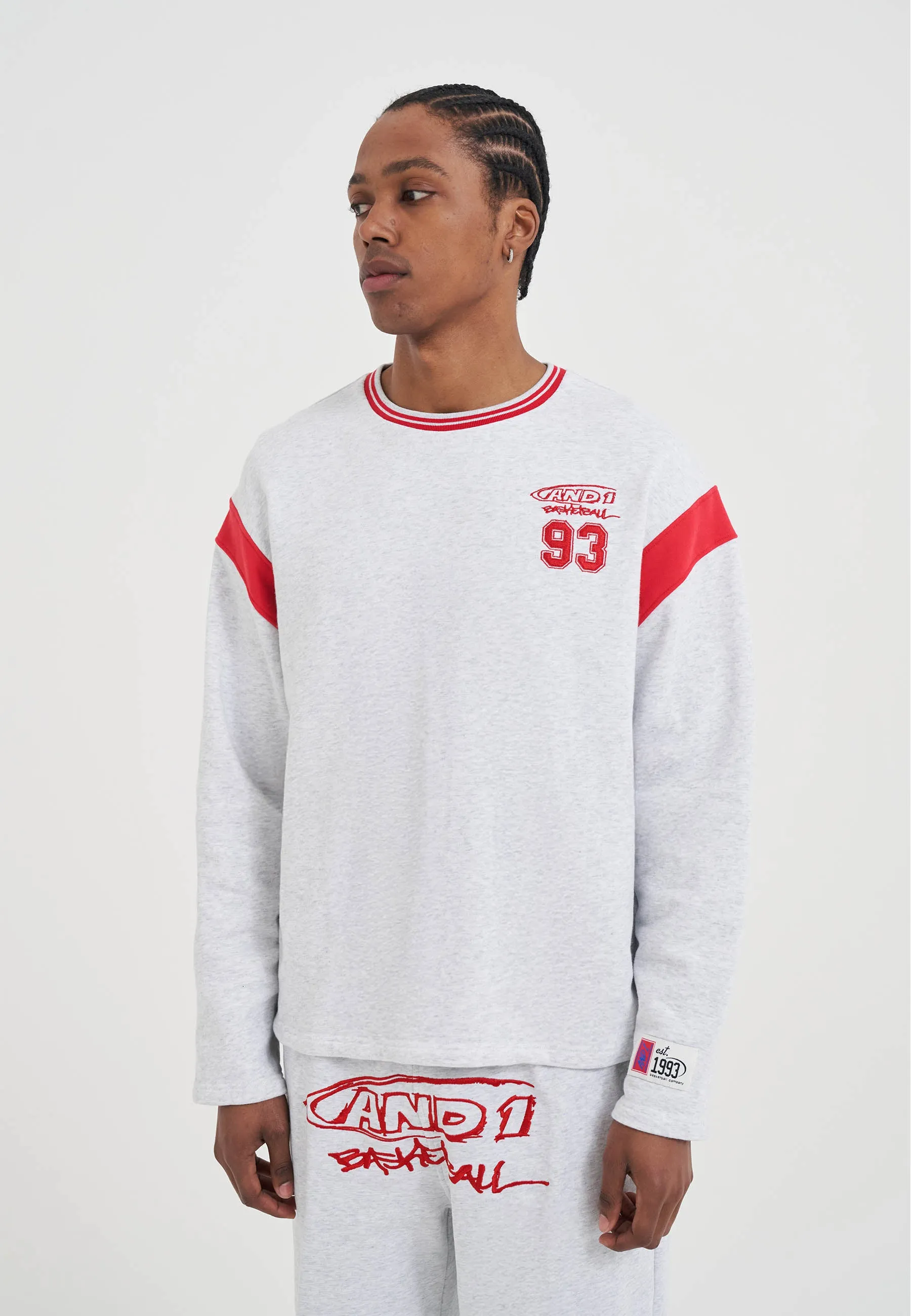 Mens Core 93 Panelled Long Sleeve Sweatshirt - Frost Marl sold by And1
