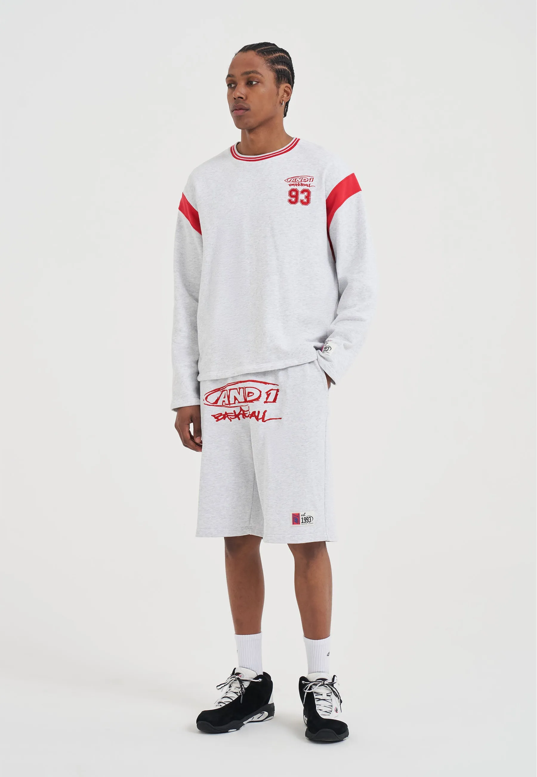 Mens Core 93 Panelled Long Sleeve Sweatshirt - Frost Marl sold by And1 product image thumbnail 4