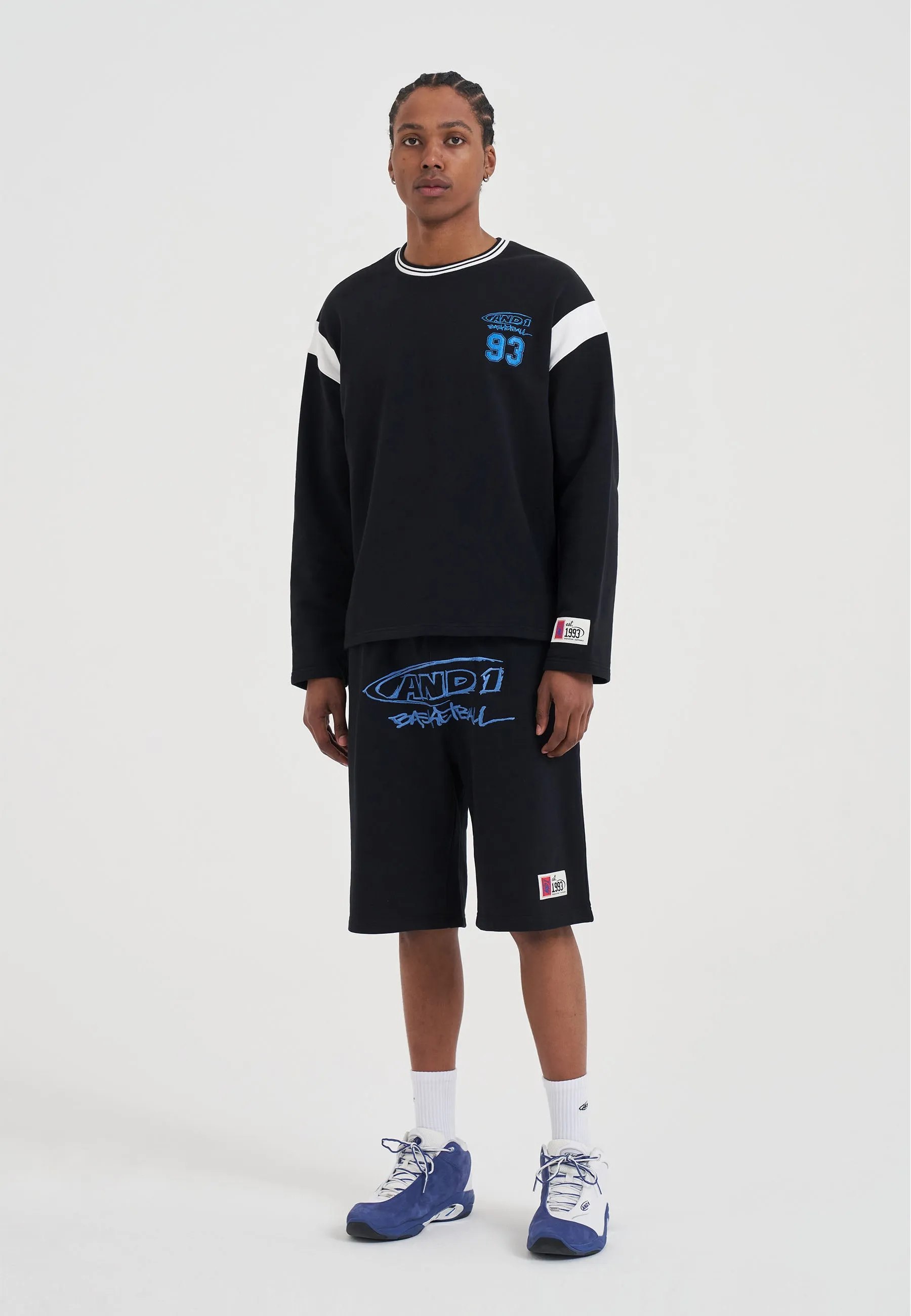 Mens Core 93 Panelled Long Sleeve Sweatshirt - Black sold by And1 product image thumbnail 3