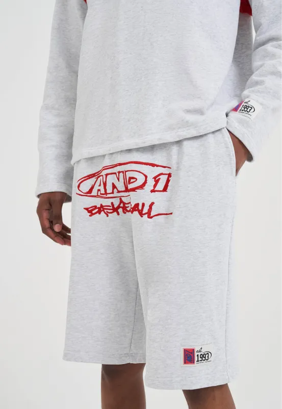 Mens Core Graffiti Logo Jersey Jorts - Frost Marl made by And1
