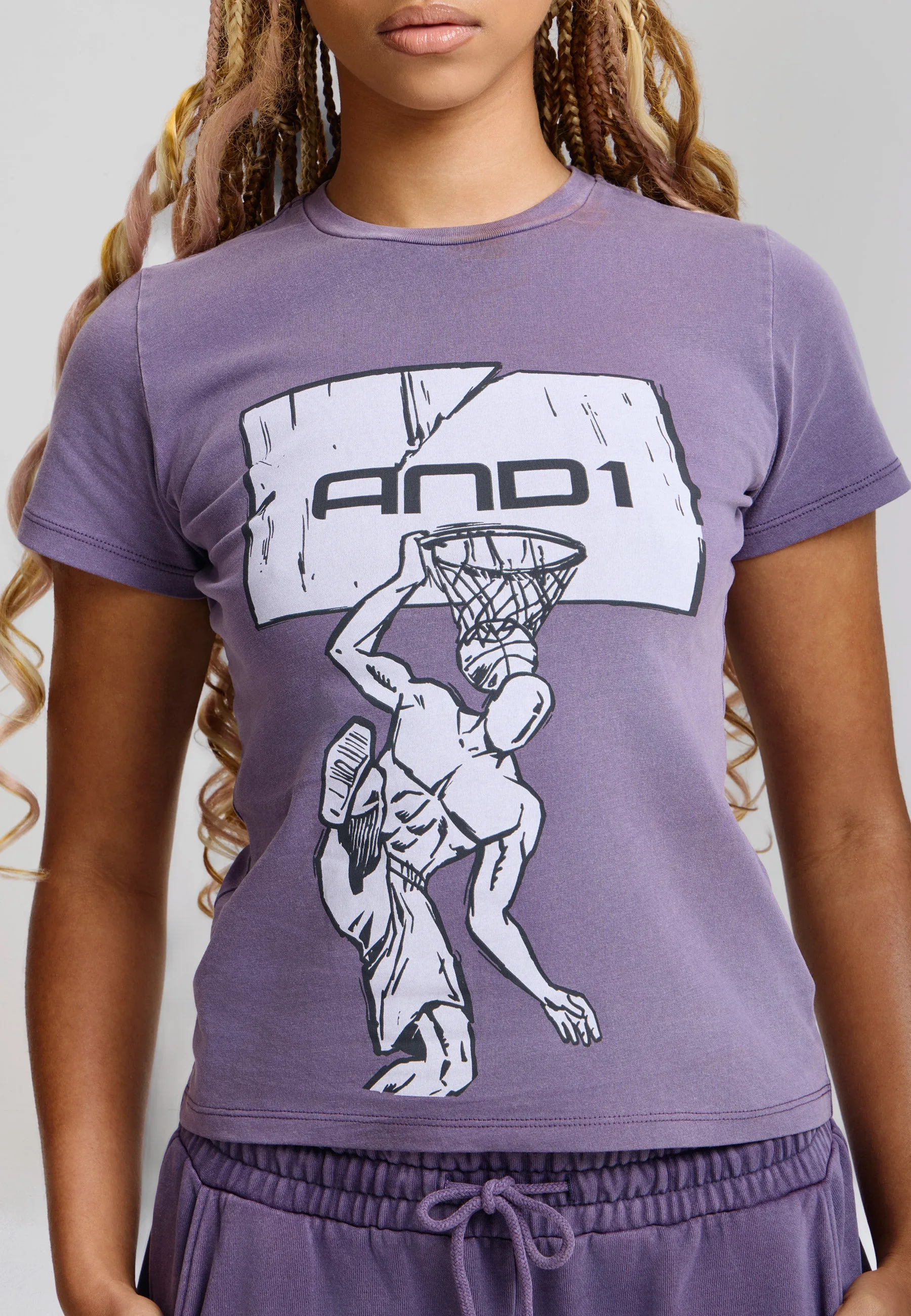 Womens Vintage Wash Fitted T-Shirt - Purple sold by And1 product image thumbnail 4
