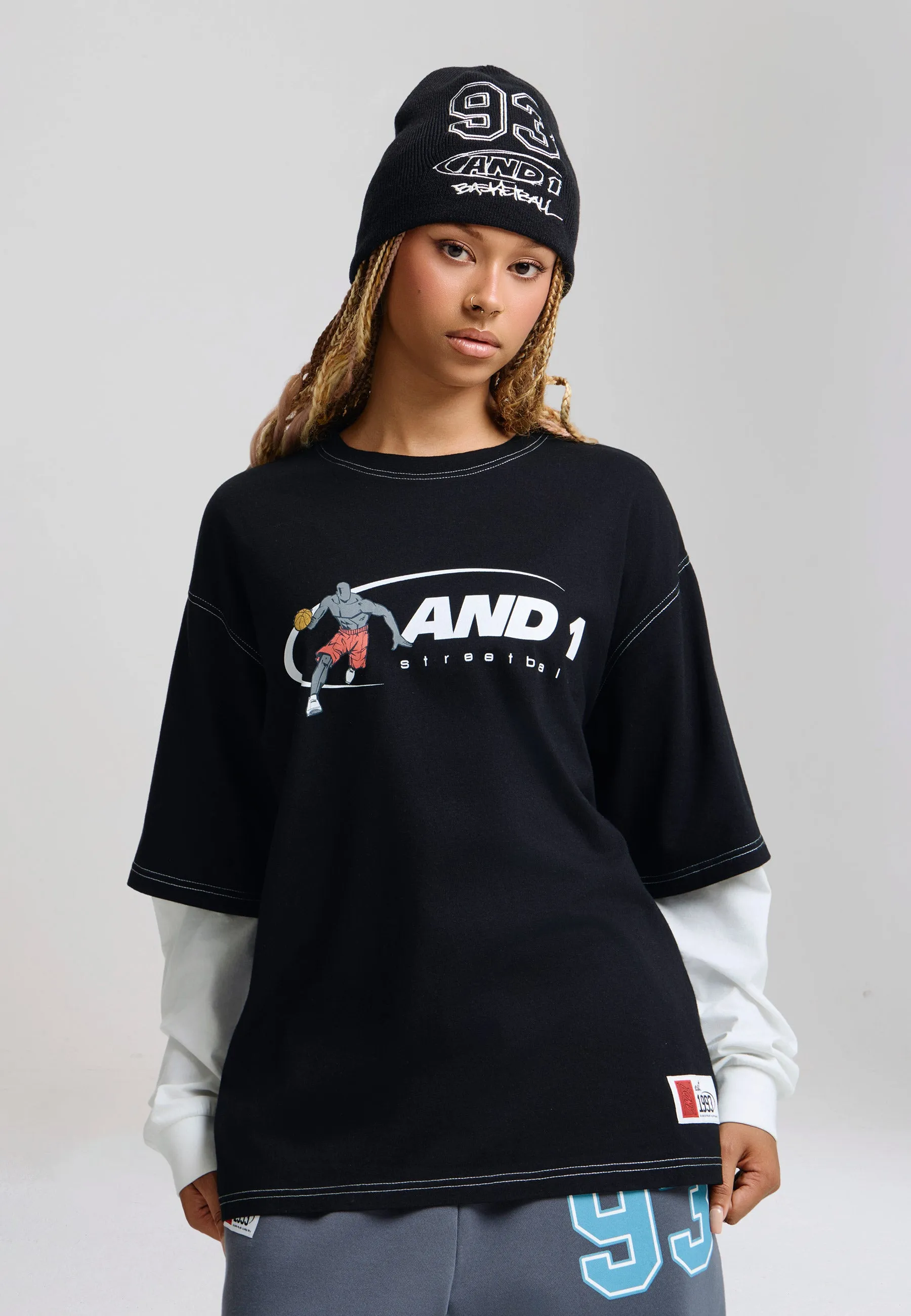 Unisex Logo Streetball Double Sleeve T-Shirt - Black sold by And1 product image thumbnail 2