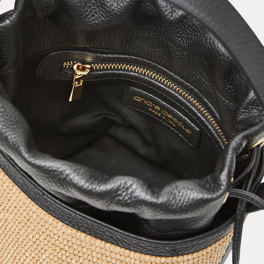 Astrid Natural Black Raffia Bucket Bag sold by Andre Assous product image thumbnail 2