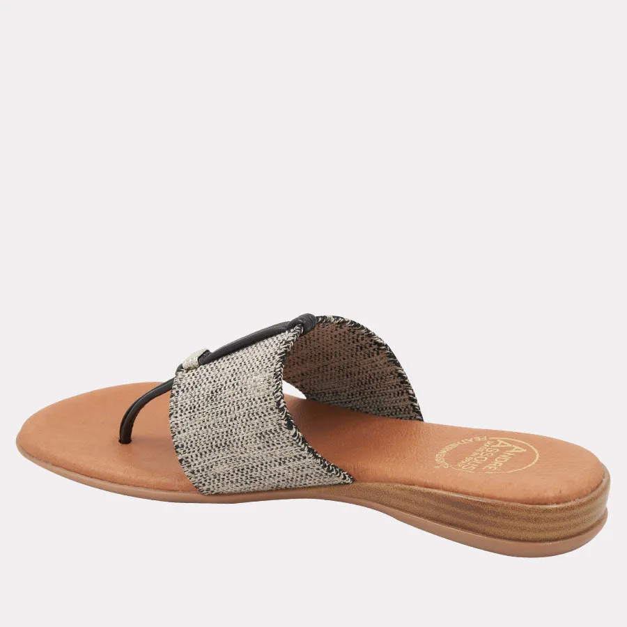 Nice Black Beige Linen Featherweights™ Sandal sold by Andre Assous product image thumbnail 4