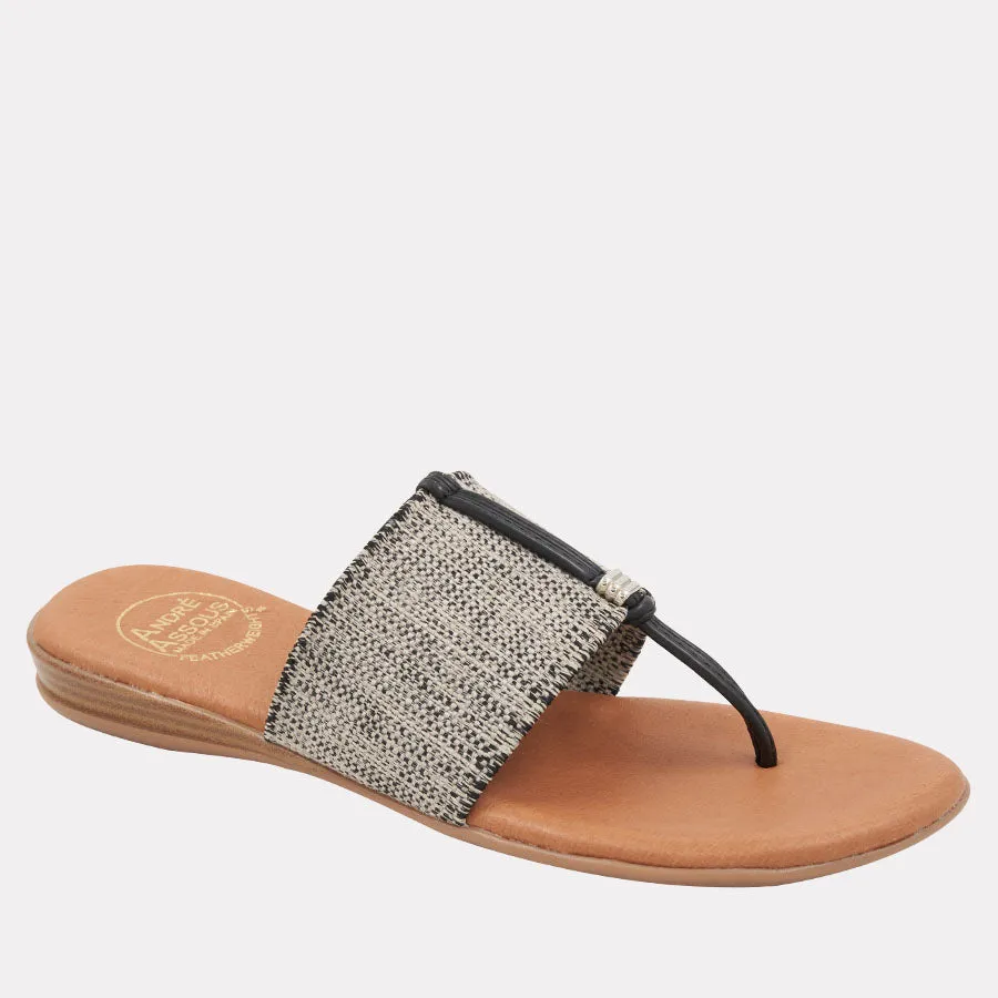 Nice Black Beige Linen Featherweights™ Sandal sold by Andre Assous product image thumbnail 2