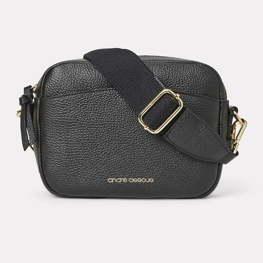 Amelia Black Leather Crossbody Bag sold by Andre Assous