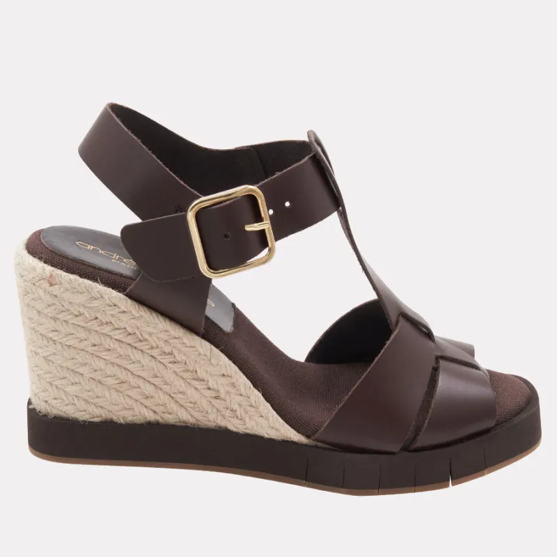 Farami Sole Motion Leather Espadrille Wedge made by Andre Assous