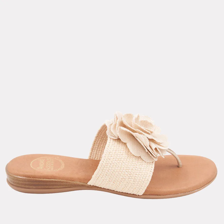 Nara Stretch Raffia Featherweights™ Sandal sold by Andre Assous