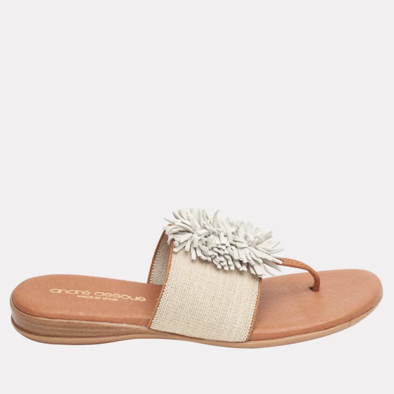 Novalee Beige Linen Featherweights™ Sandal sold by Andre Assous