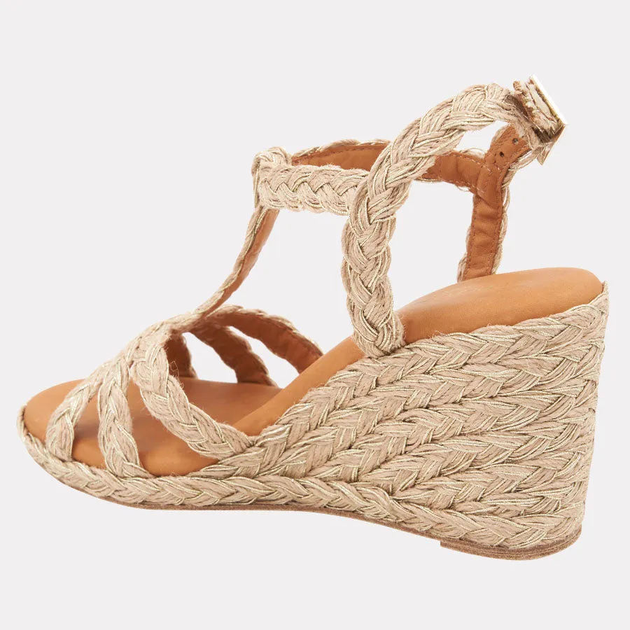 Madina Gold Thread Espadrille Wedge sold by Andre Assous product image thumbnail 2