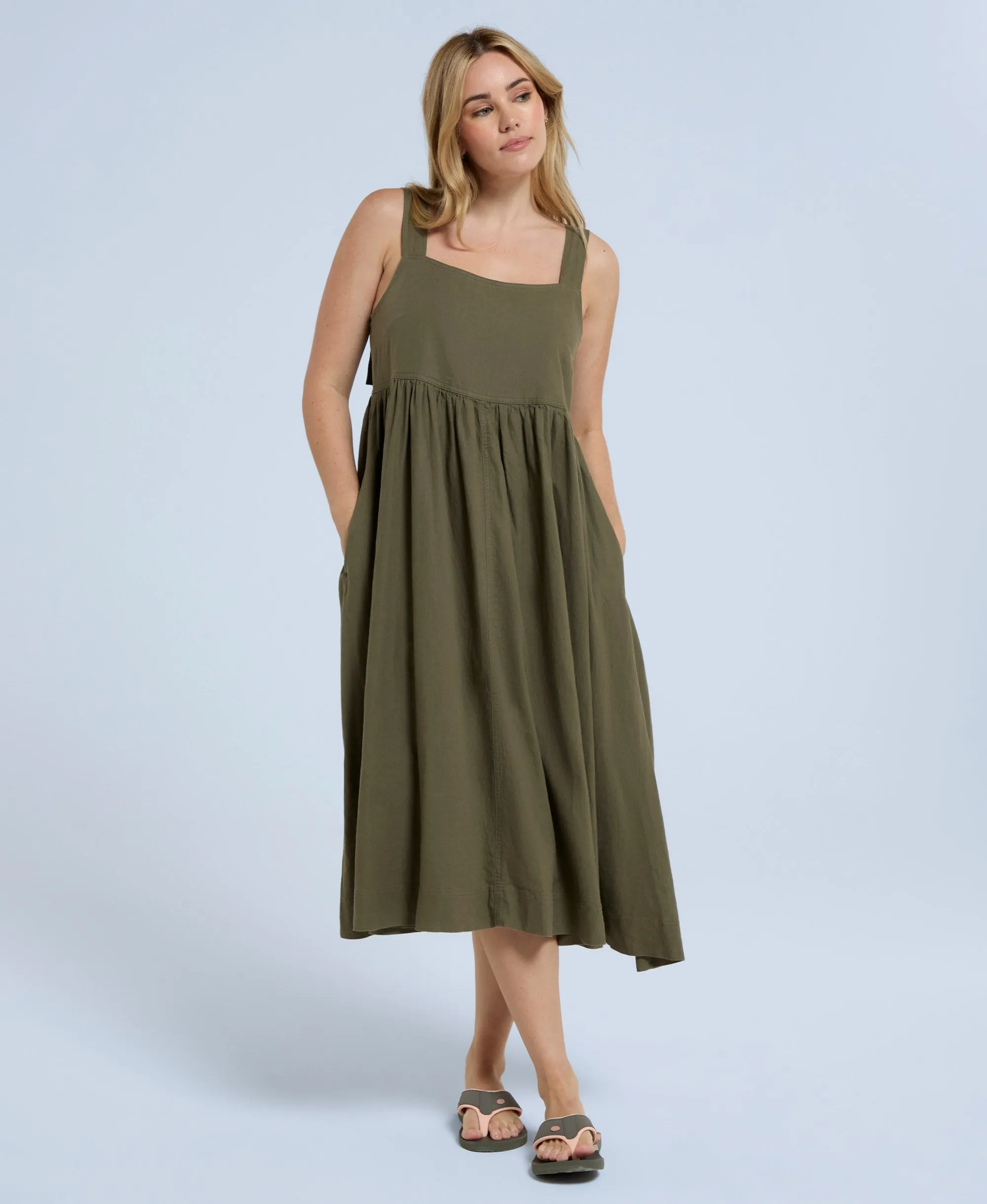 Linen Womens Midi Dress - Khaki sold by Animal product image thumbnail 3