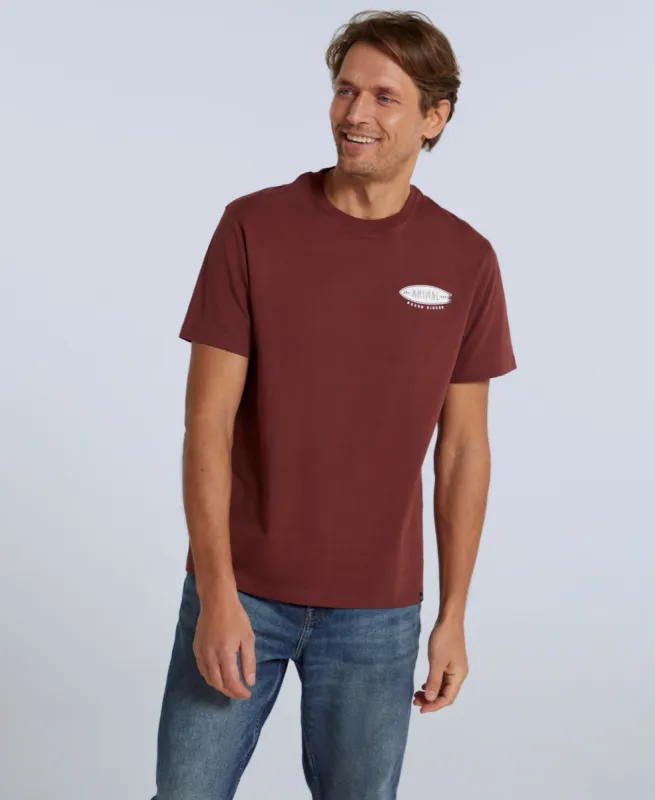 Chase Mens Organic Relaxed T-Shirt - Burgundy sold by Animal