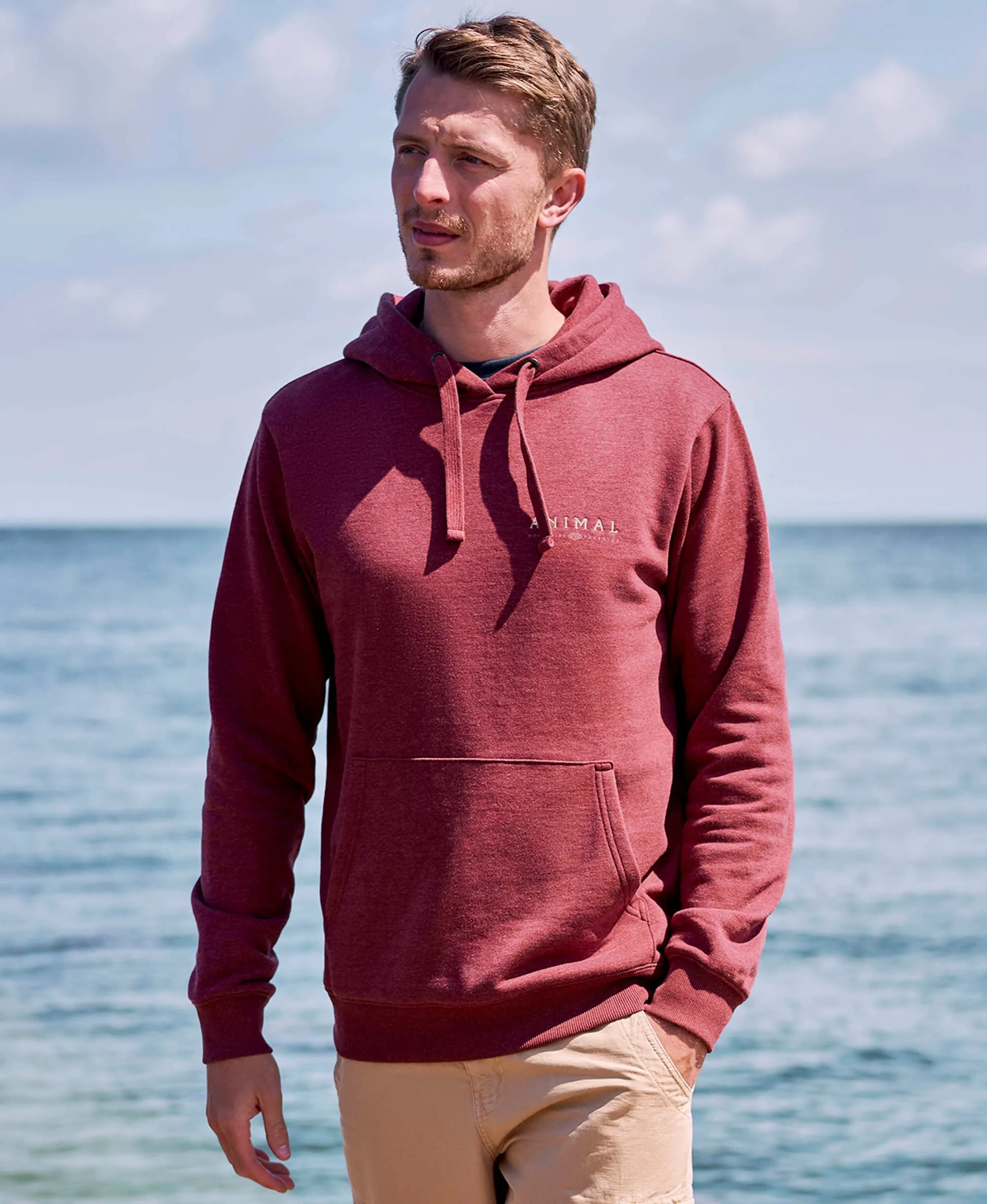 River Mens Hoodie - Burgundy sold by Animal