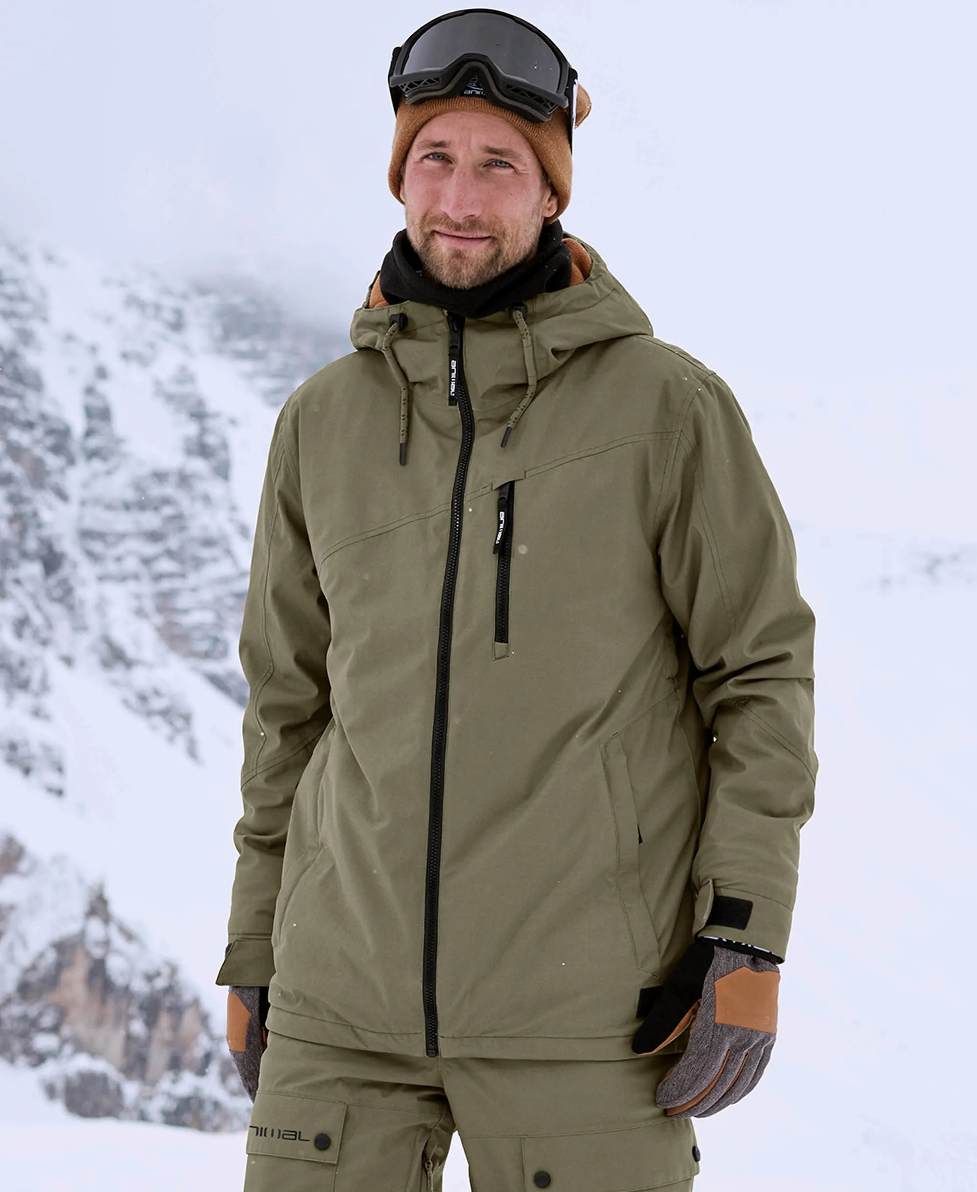 Laxx Mens Logo Snow Jacket - Khaki | Parallel