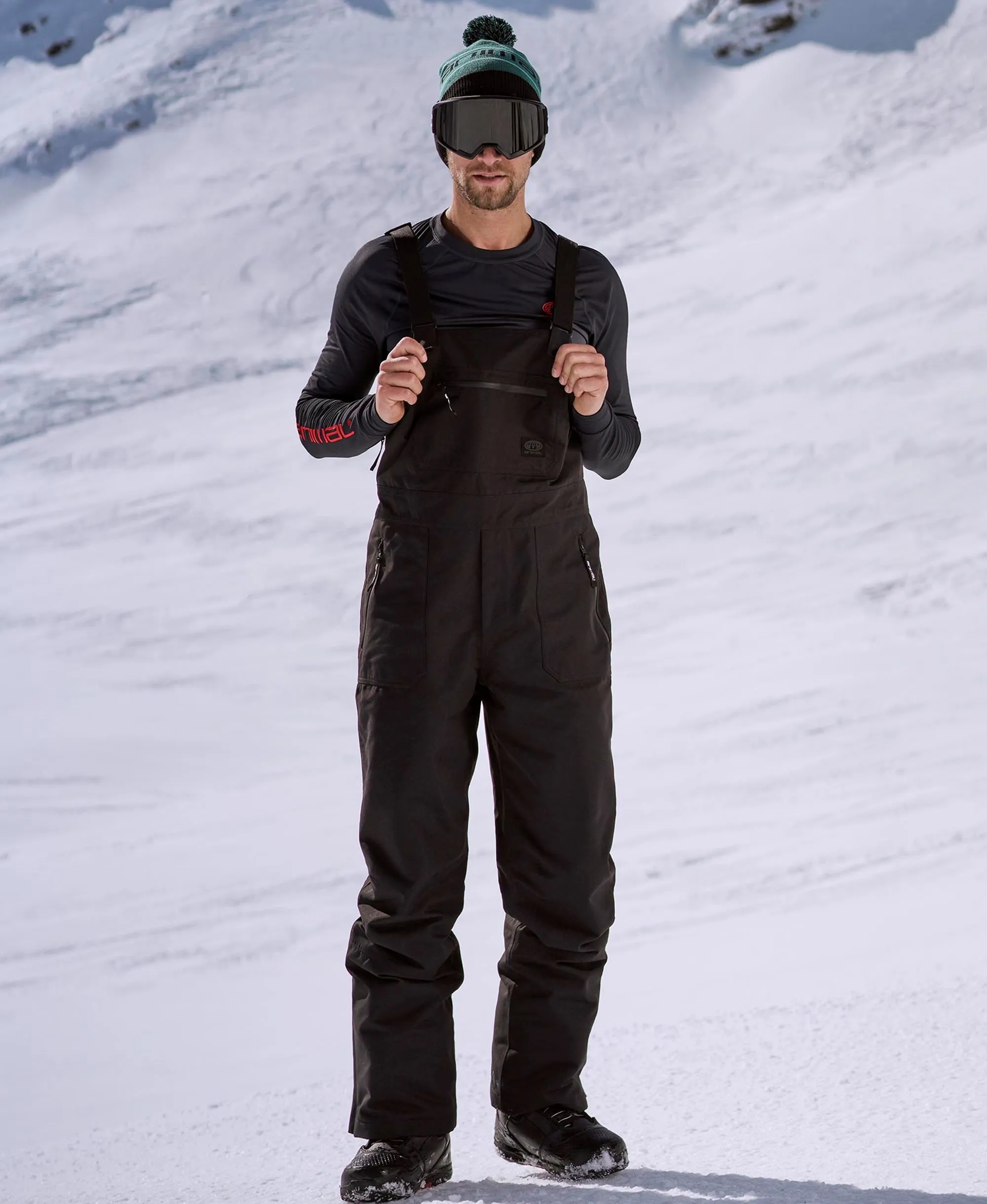 Carve Mens Bib Front Ski Pants - Black sold by Animal