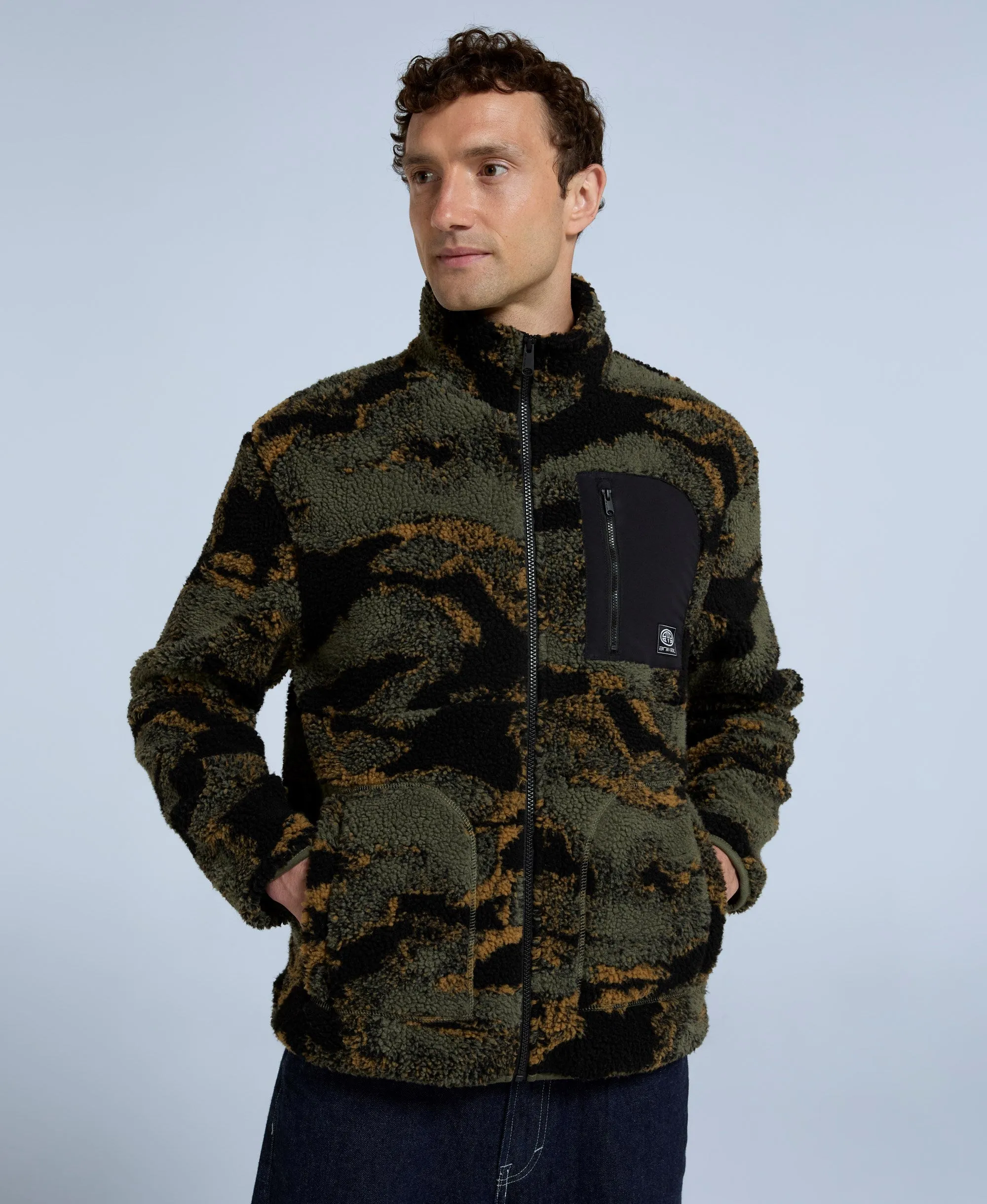 Hennie Mens Printed Borg Jacket - Dark Khaki sold by Animal product image thumbnail 2