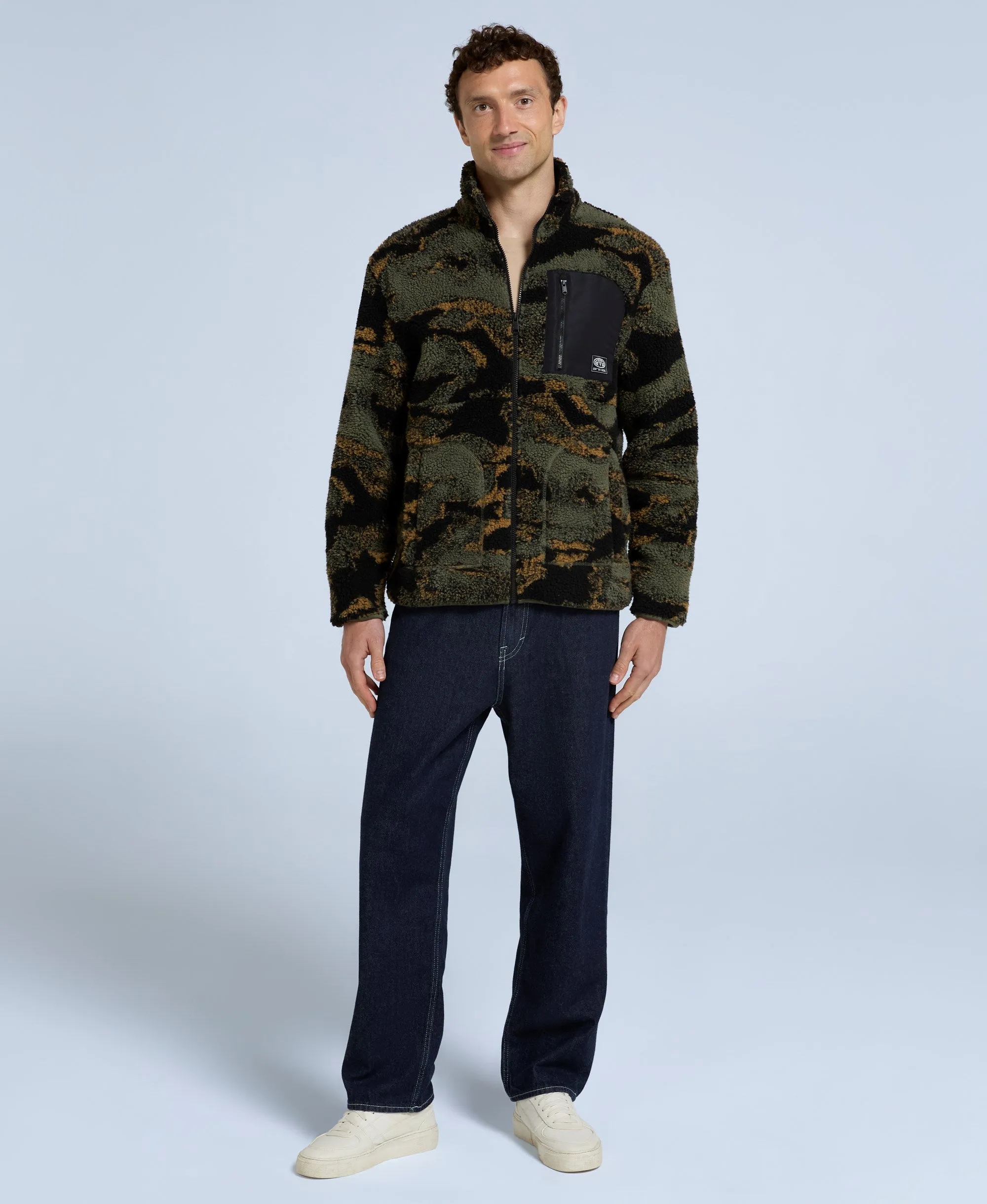 Hennie Mens Printed Borg Jacket - Dark Khaki sold by Animal product image thumbnail 3