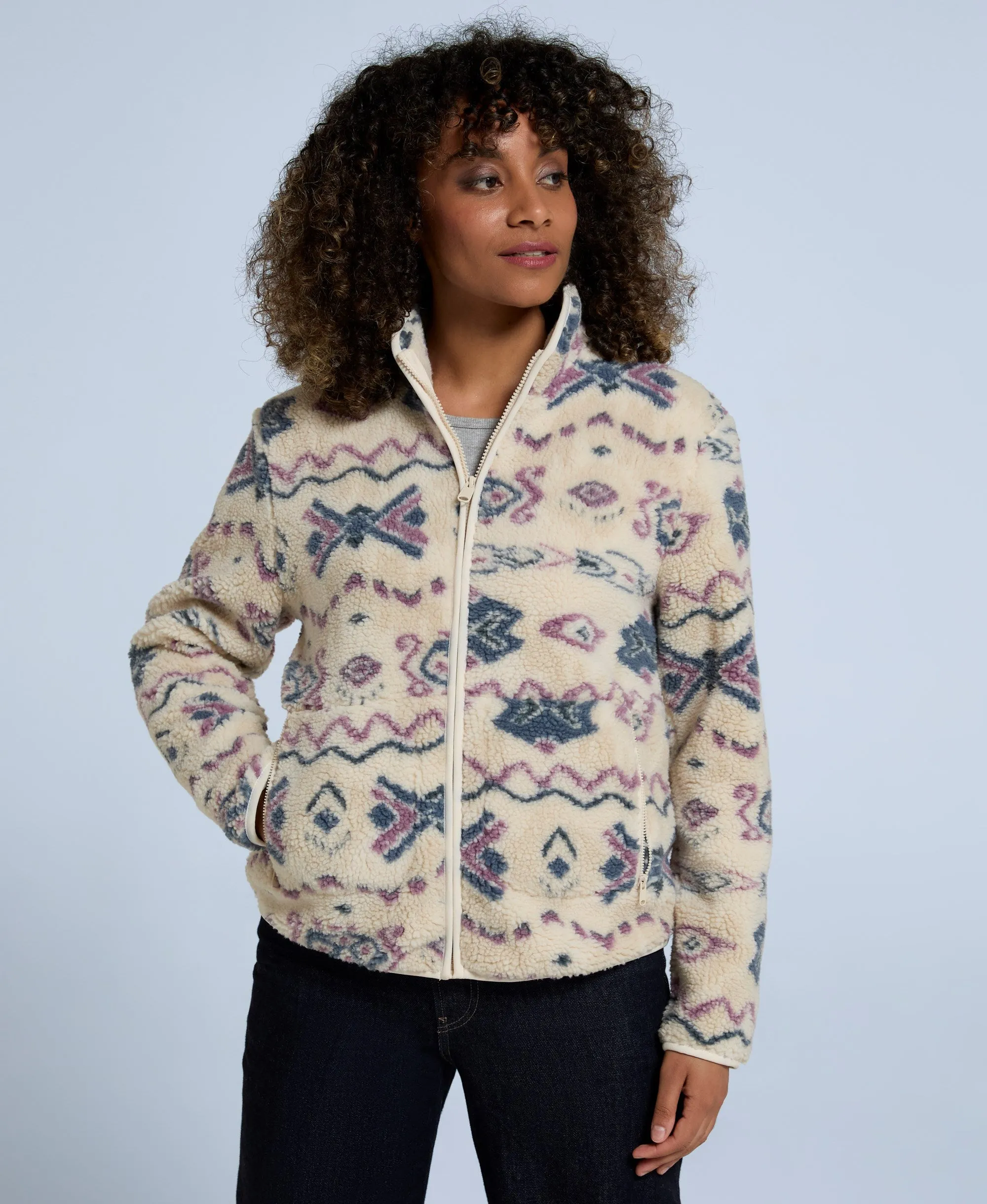 Hennie Women's Printed Borg Jacket - Off White sold by Animal product image thumbnail 2