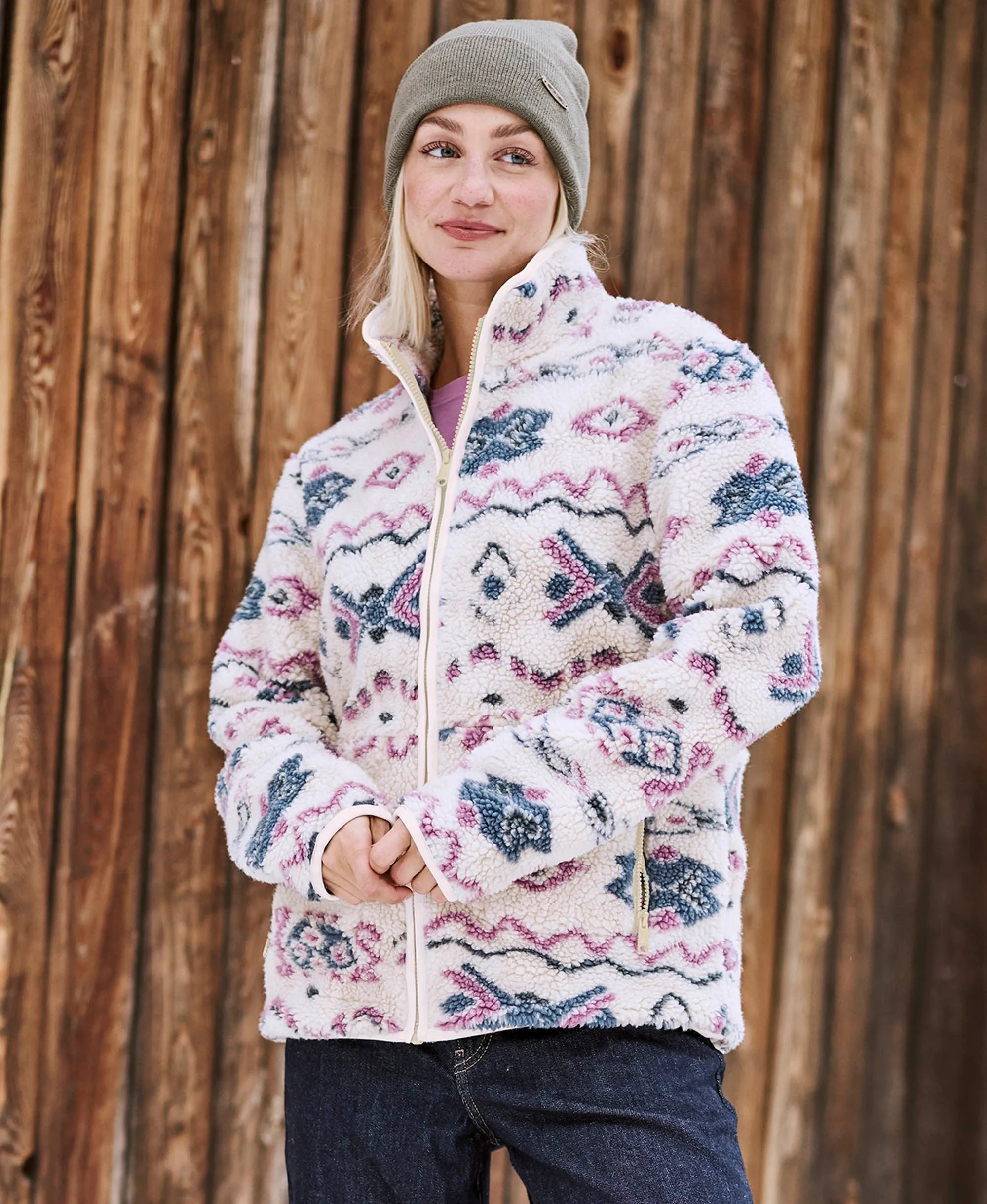 Hennie Women's Printed Borg Jacket - Off White sold by Animal