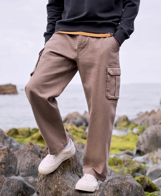 Dusk Mens Heavyweight Cargo Trousers - Dark Beige sold by Animal