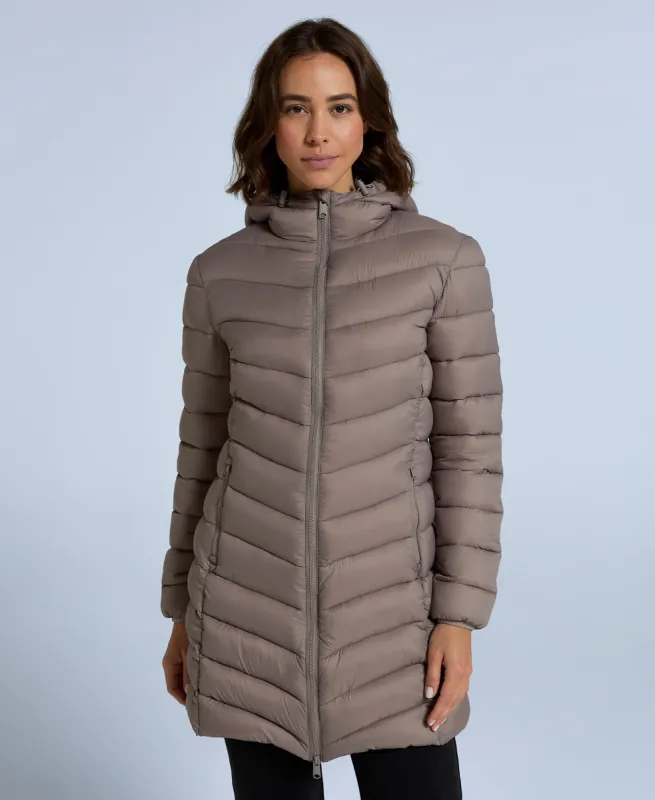 Frankie Womens Longline Padded Jacket - Taupe sold by Animal