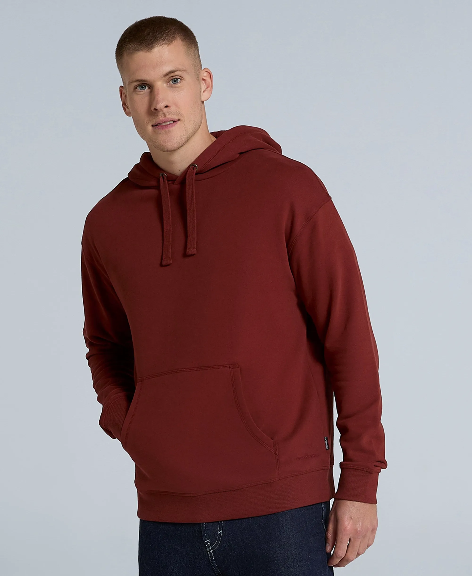 Icon Mens Drop Shoulder Hoodie - Dark Red sold by Animal