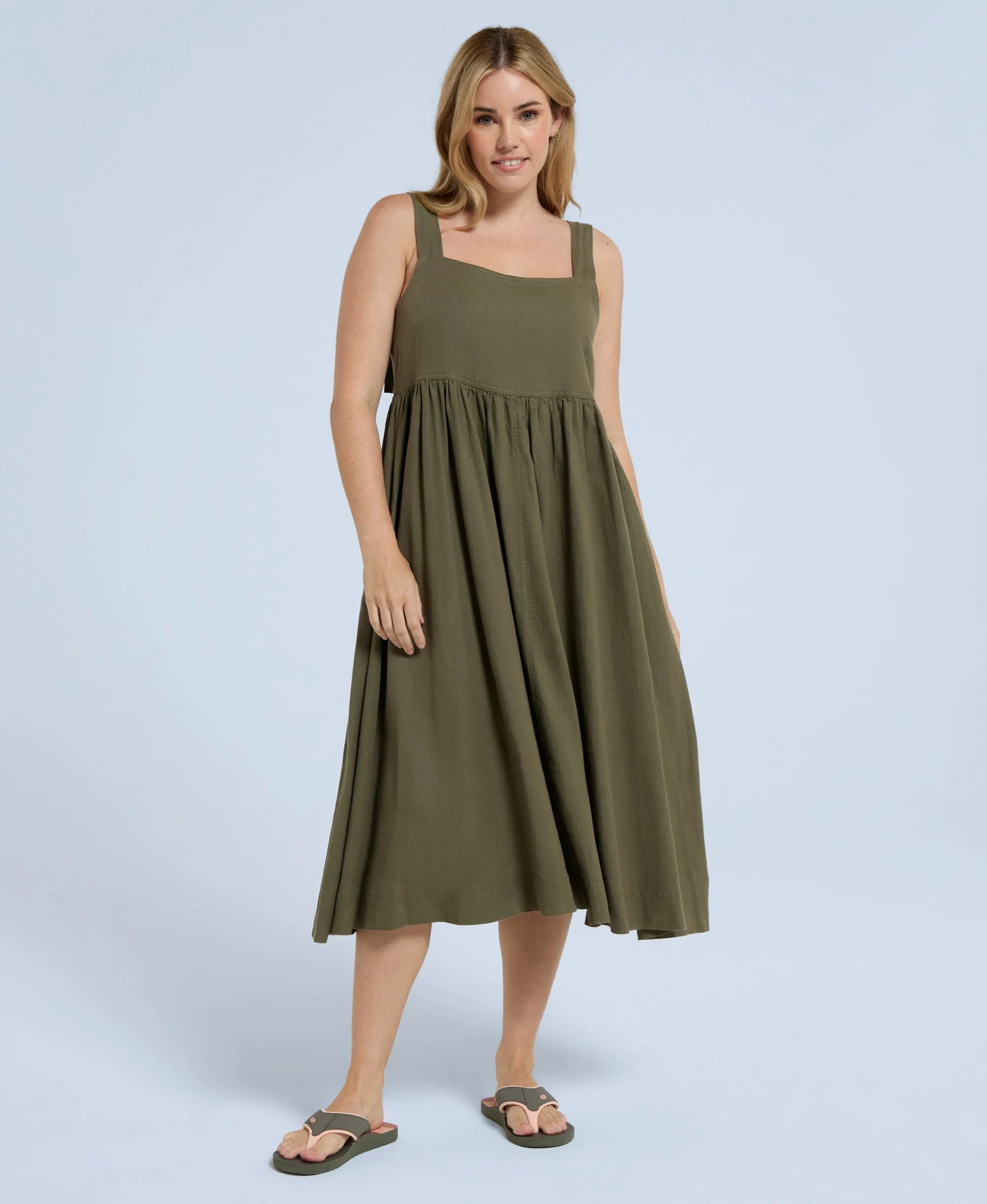 Linen Womens Midi Dress - Khaki sold by Animal product image thumbnail 2