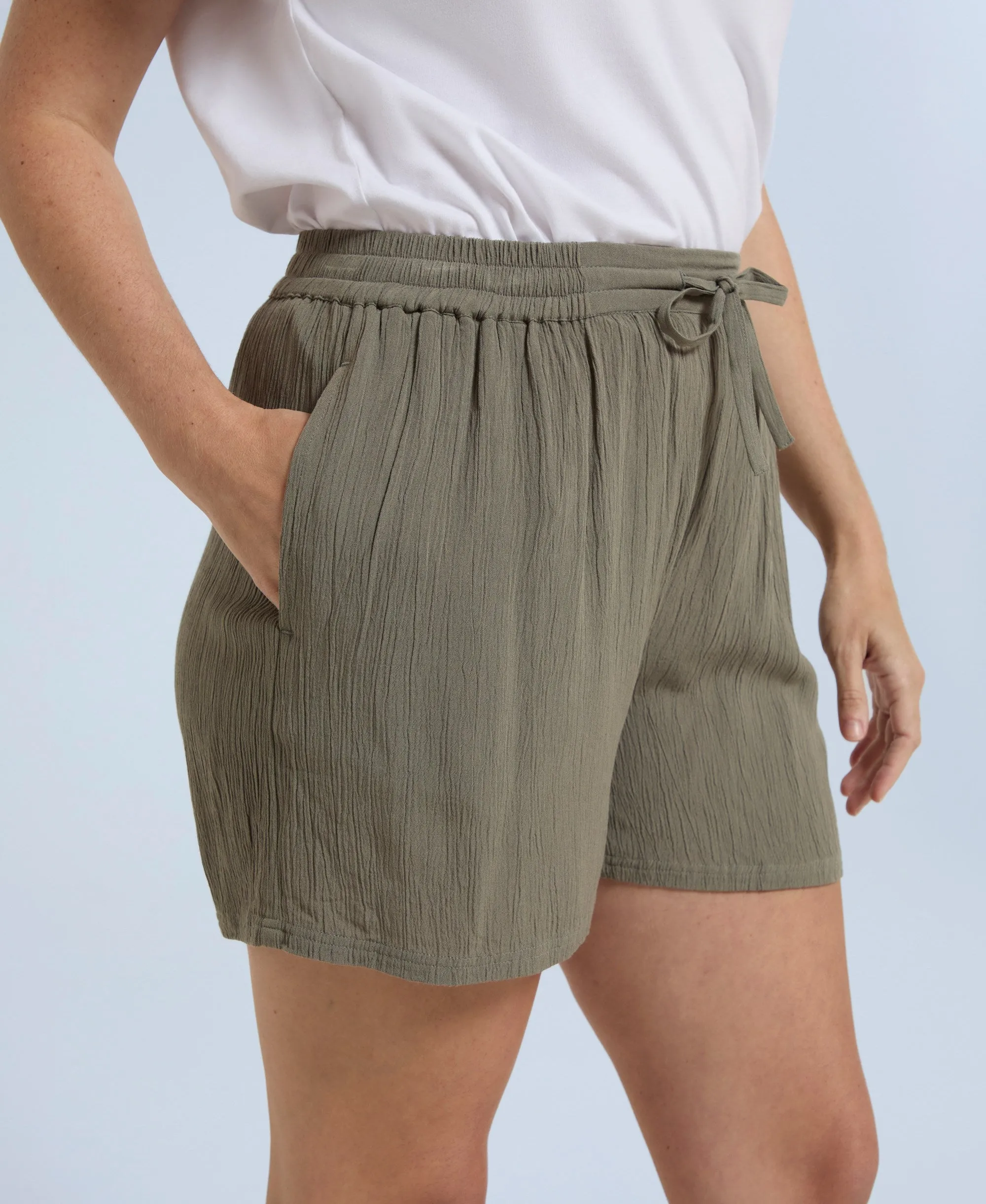 Ria Womens Beach Shorts - Khaki sold by Animal