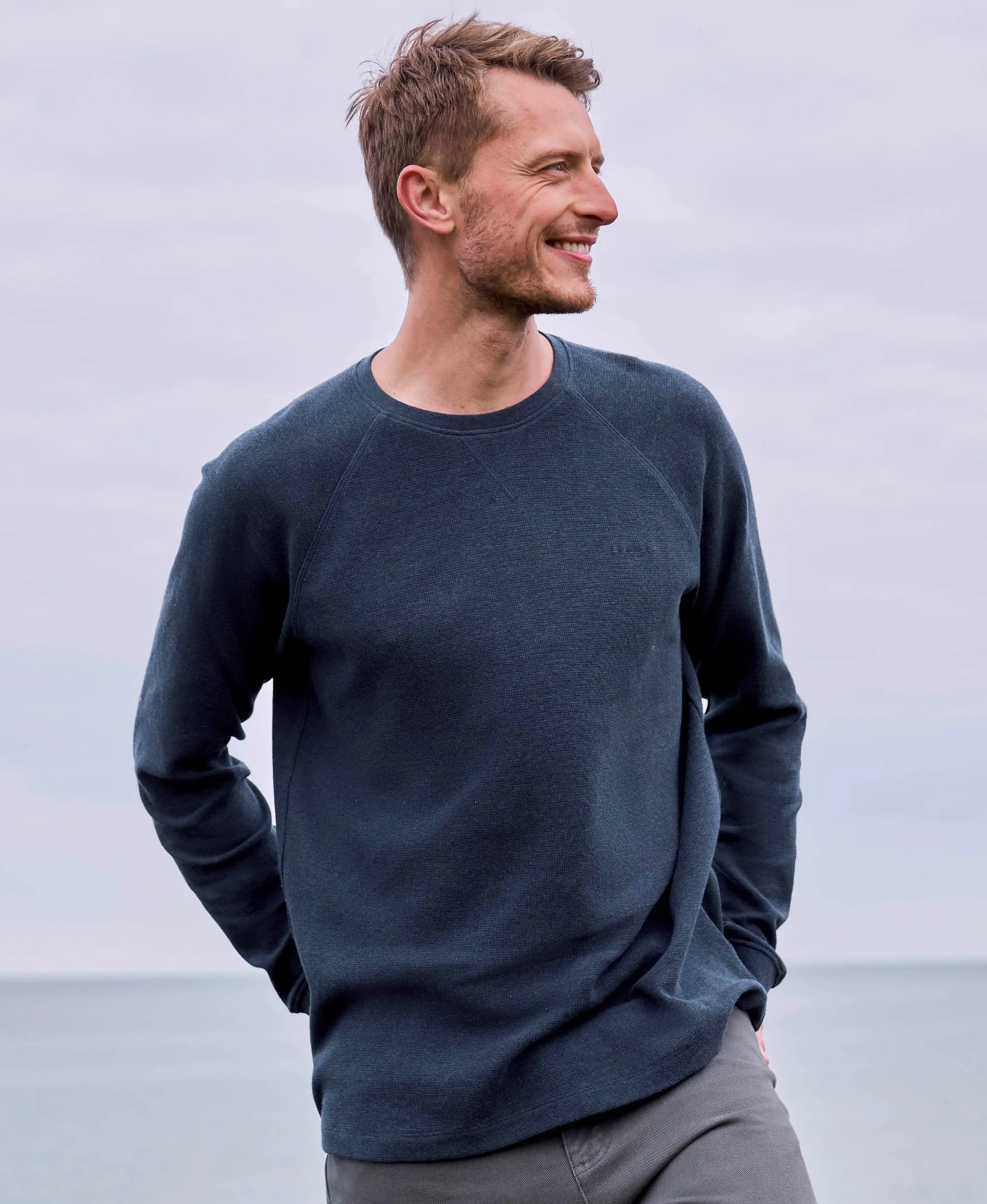 Jude Mens Waffle Long Sleeve T-Shirt - Navy sold by Animal