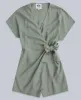 Linen Womens Wrap Playsuit - Beige sold by Animal