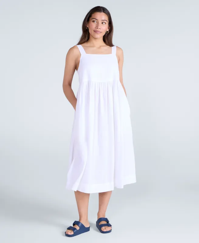 Linen Womens Midi Dress - White sold by Animal