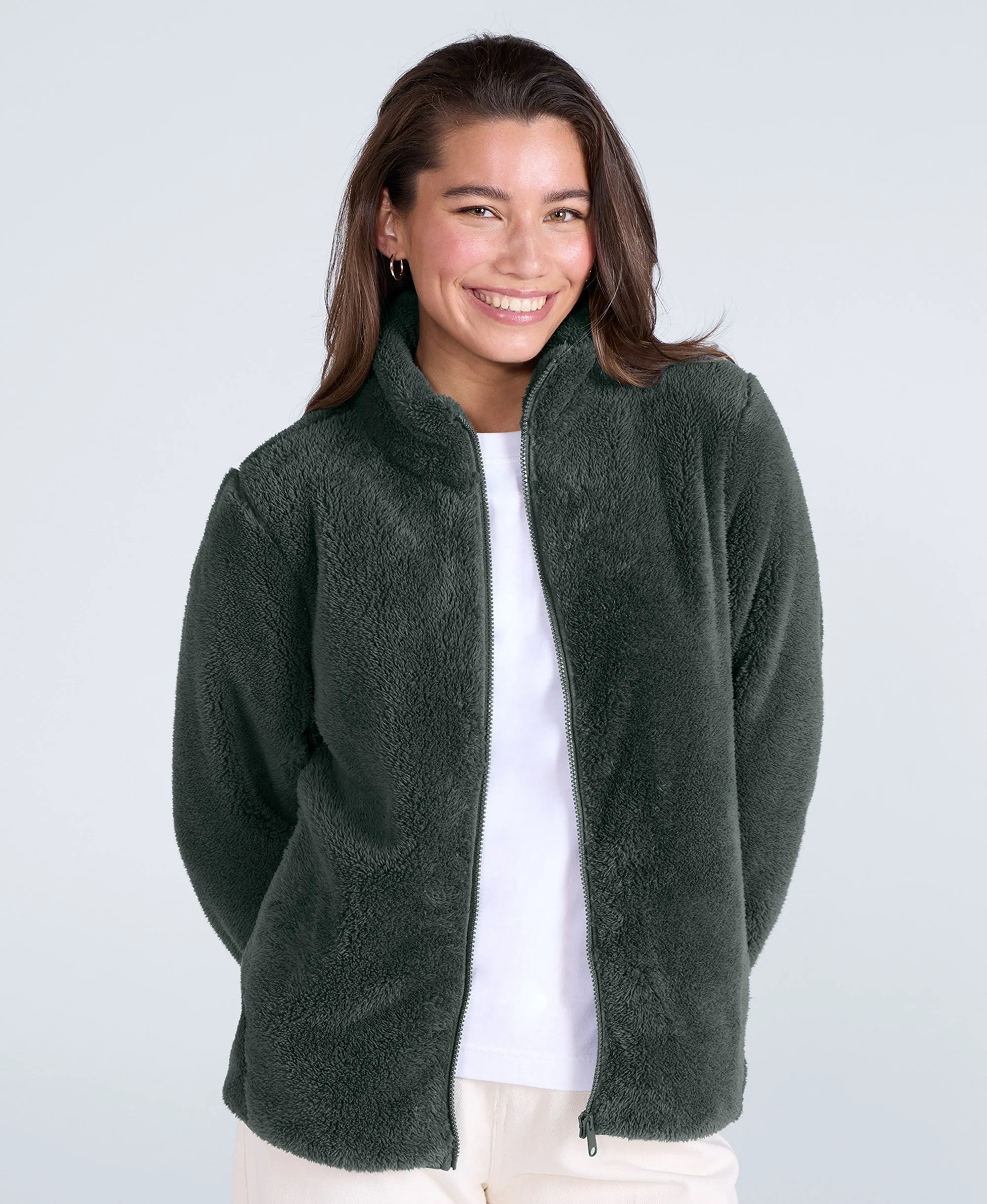 Teddy Womens Full Zip Fleece - Dark Green sold by Animal