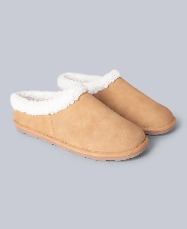 Unisex Borg Lined Slippers - Beige made by Animal