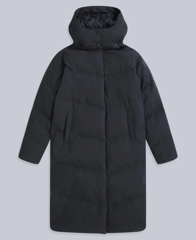 Tess Womens Long Line Down Jacket - Black sold by Animal