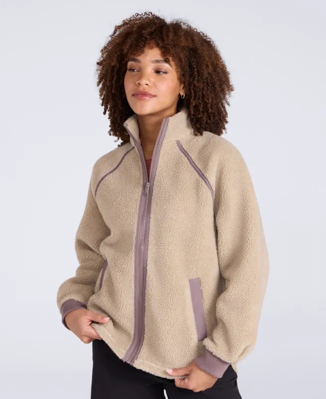 Bonnie Womens Trim Borg Jacket - Dark Beige made by Animal
