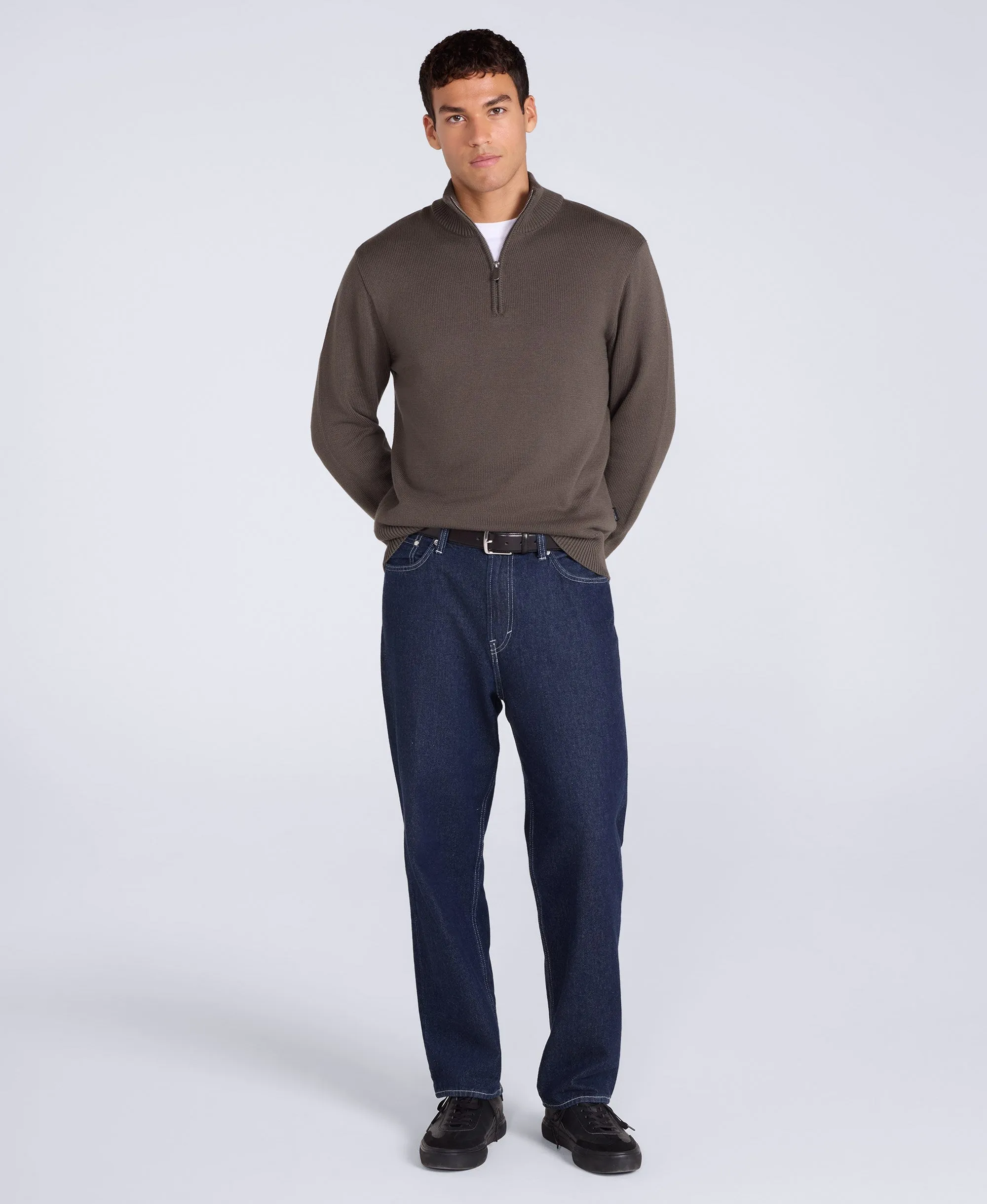 Mens Ribbed Quarter Zip Jumper - Khaki sold by Animal product image thumbnail 2