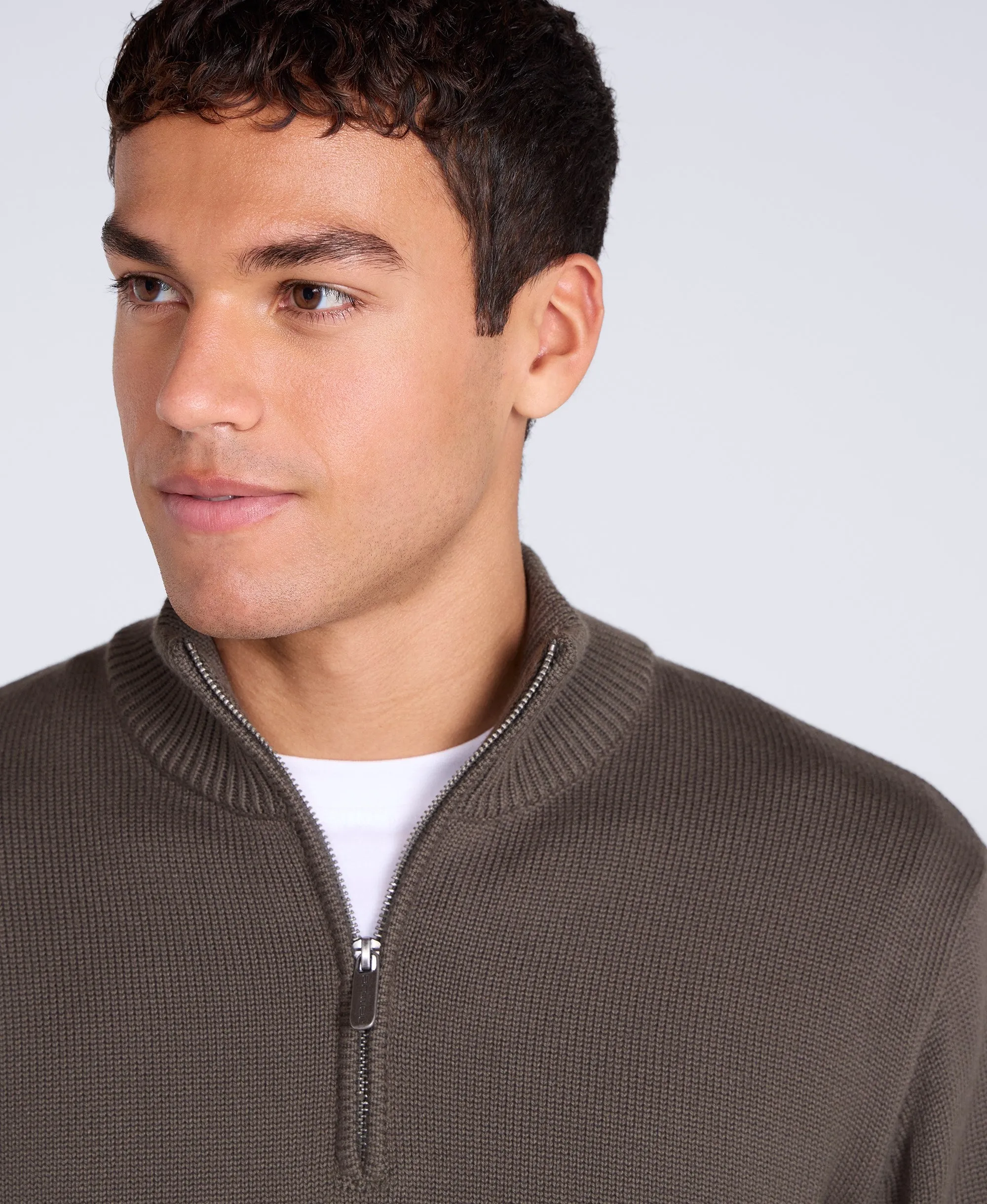 Mens Ribbed Quarter Zip Jumper - Khaki sold by Animal product image thumbnail 3