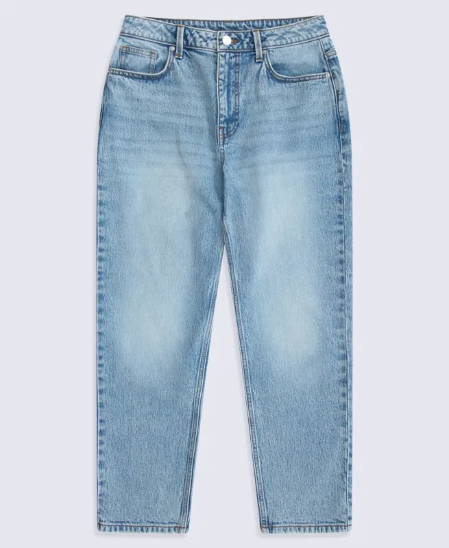 High Waisted Straight Leg Womens Short Fit Jeans - Light Blue made by Animal