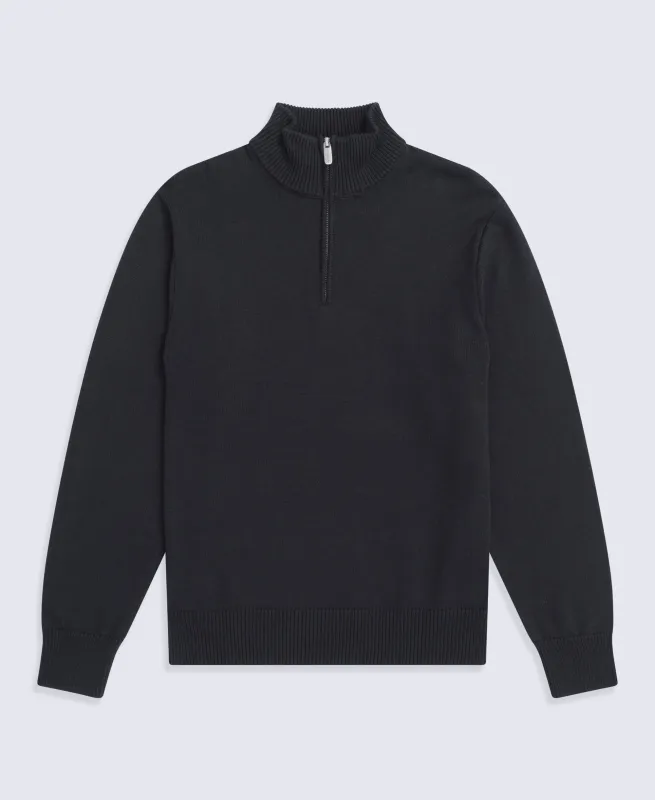 Mens Ribbed Quarter Zip Jumper - Black made by Animal