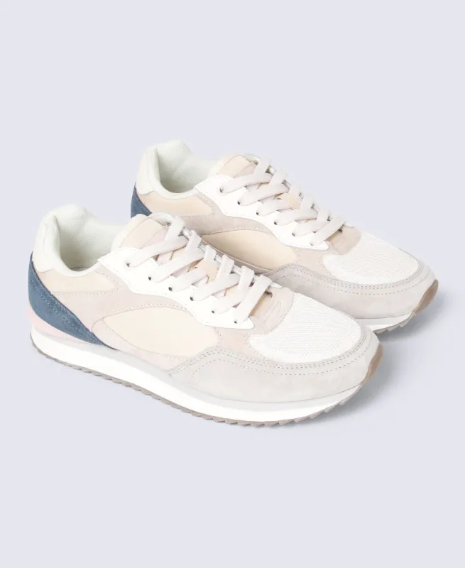Sutton Womens Casual Leather Trainers - Beige made by Animal
