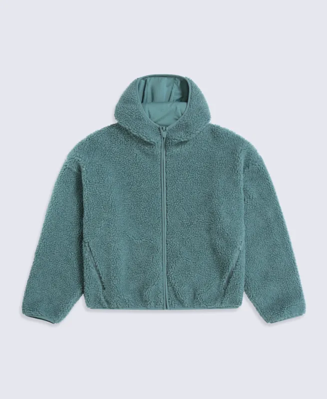 Cley Womens Hooded Borg Jacket - Dark Green made by Animal
