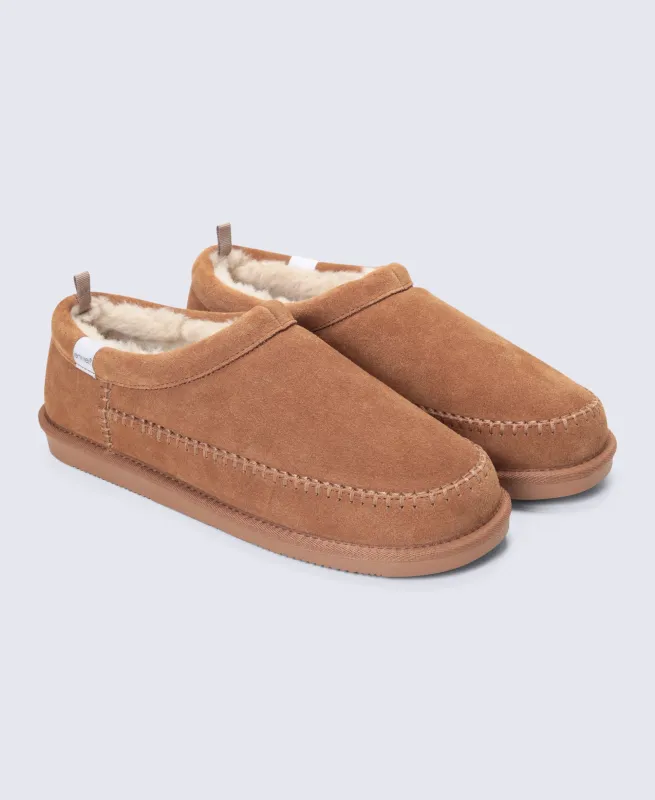 Sloane Mens Fur Lined Slippers - Tan made by Animal