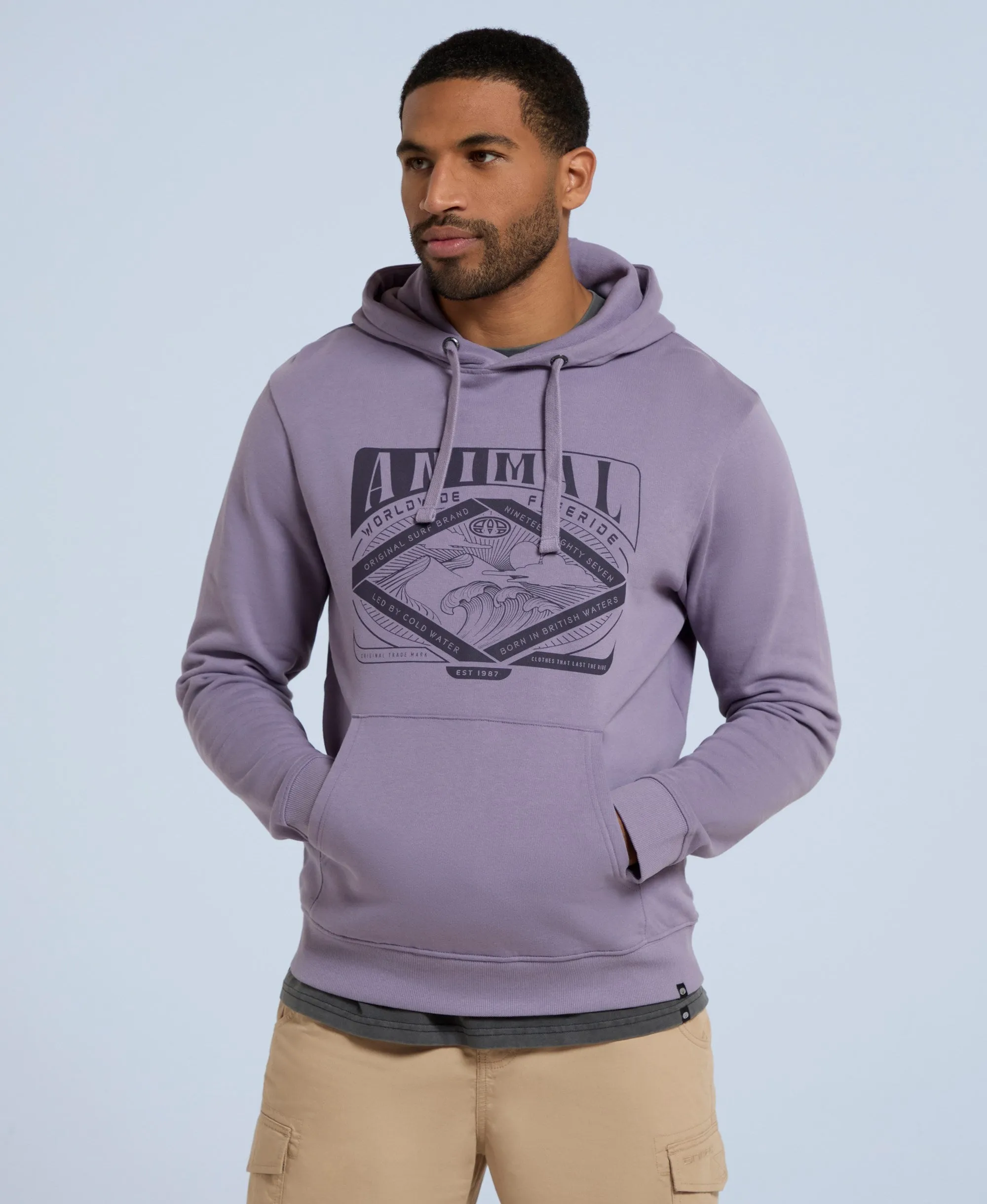 River Front Graphic Print Mens Organic Hoodie - Lilac sold by Animal product image thumbnail 2